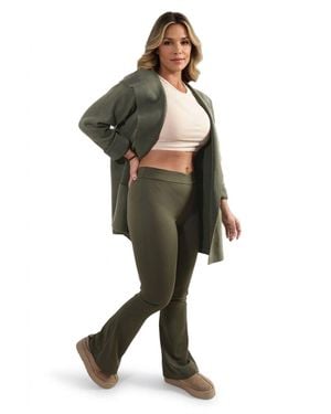 IKRUSH Jessica High Waisted Flare Leg Trouser - Green