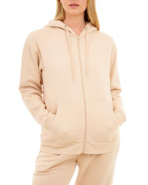 Smart Living Soft & Elegant Zip Up Hoodie Casual Sweatshirt With Pockets - Natural