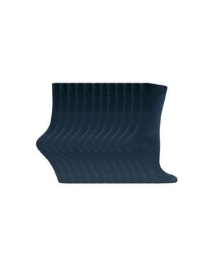 Sock Snob 12 Pairs Plain Coloured Cotton Rich Dress Socks - Blue