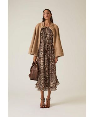 James Lakeland Maxi Leopard Wave Hem Dress - Natural