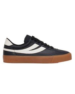 Superga 4834 Club S Swallow Contrast Detail Leather Trainers - Blue