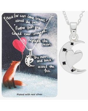 T.H.Baker Plated 'Moon & Back' Moon & Heart Pendant Necklace 364325 - Blue