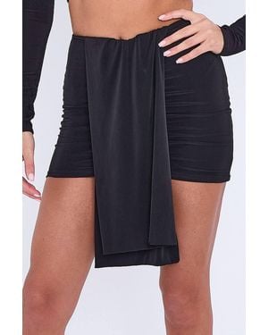 Stylewise Ruched Drape Detail Slinky Mini Skirt - Black
