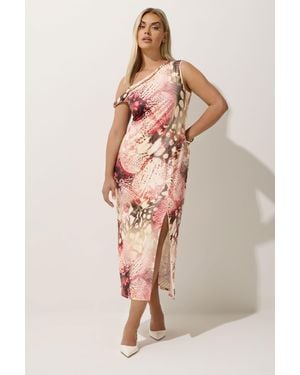 Yours Butterfly Twist Neck Dress - Natural