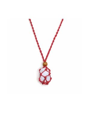 KDMD Gemstone Necklace Cord With Macrame Wrap & Wooden Bead - White