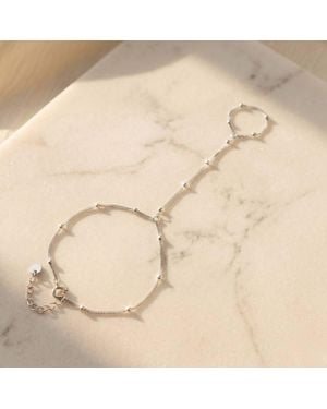 Harfi Dainty Beaded Link Chain Bracelet & Ring - Natural