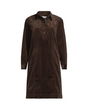 Lands' End Plus Flared A-Line Corduroy Shirt Dress - Brown