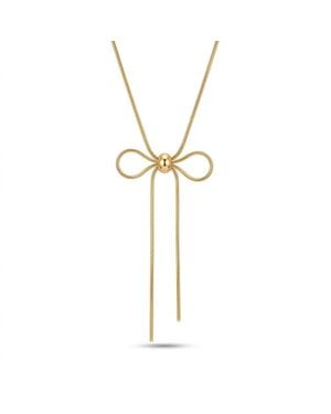 The Colourful Aura Bow Knot Slider Snake Chain Necklace, Steel, Adjustable Length - Metallic