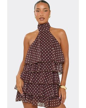 EGO Sleeveless Tiered Polka Dot Mini Dress
