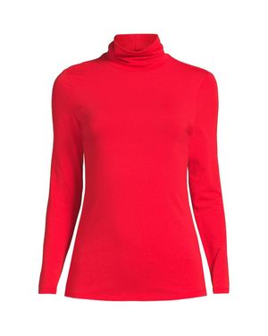 Lands' End Plus Cotton-Modal Roll Neck Top - Red
