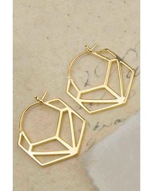 Otis Jaxon London Hexagonal Geometric Sterling Hoop Earrings - Natural