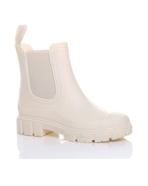 AJVANI Low Heel Chelsea Ankle Boots Wellingtons Wellies - Natural