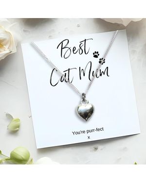 Aye Do Gifts Best Cat Mum Heart Charm Necklace & Gift Card - White