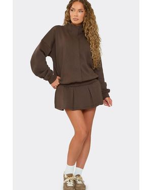 EGO Frill Trim Mid Rise Mini Skirt - Brown