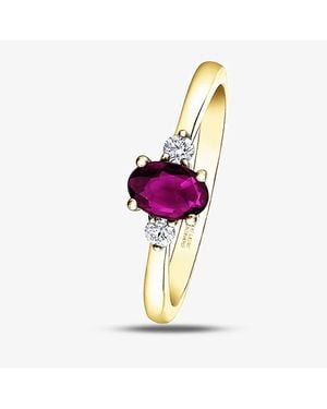 T.H.Baker 9Ct Ruby & Diamond Trilogy Ring 30910-9-N - Pink