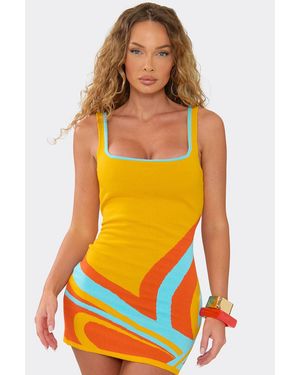 EGO Strappy Knit Mini Dress - Orange