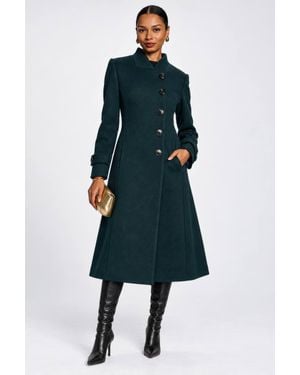 Jolie Moi Military Asymmetrical Button Jacket - Blue