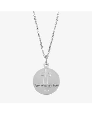 T.H.Baker Engravables- Plain Disc & Cross Pendant P-4078 - White