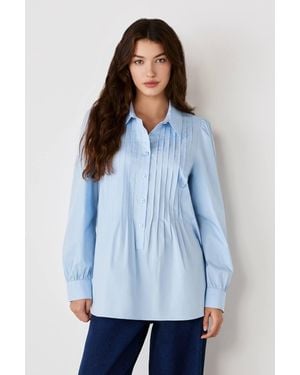 Finery London Mimi Cotton Rich Collared Shirt - Blue
