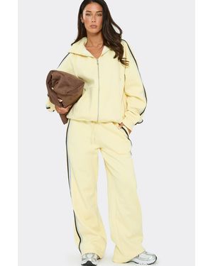 EGO Wide Leg Contrast Stripe Mid Rise Joggers - Yellow
