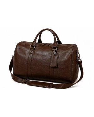 BluCore Luxury Cabin Pu Leather Classic Tweekend Ravel Duffel Bag - Brown