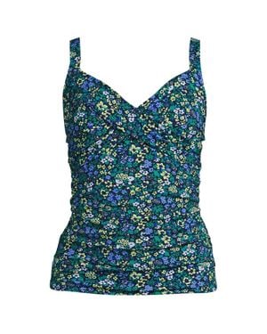 Lands' End V-Neck Wrap Tankini Top - Blue