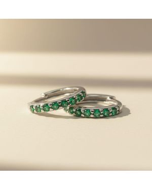 Harfi Emerald May Birthstone Small Huggie Hoops - Green