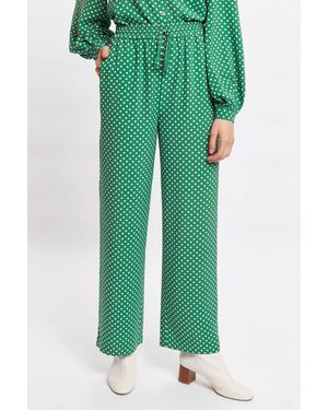 Louche Emmanuella Polka Dot Print Pull On Trouser - Green