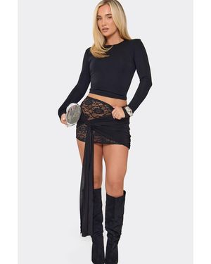 EGO Lacy Contrast Slinky Mini Skirt - Blue