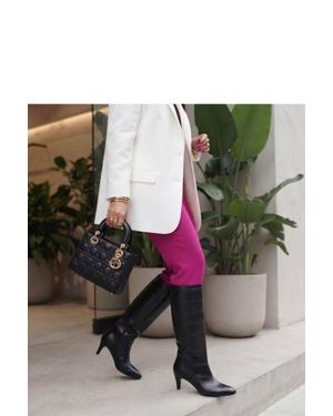 Love Lace Pointed Toe Faux Leather Elegant Knee High Boots - Black