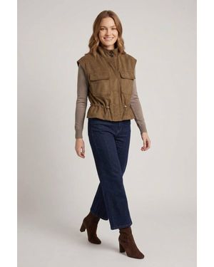 Izabel London Faux Suede Sleeveless High Neck Gilet - Blue
