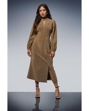 Dorothy Perkins Petite Dp Luxe Keyhole Detail Sparkle Jersey Midi Dress - Metallic