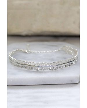 Otis Jaxon London Adjustable Sterling Feather Bracelet - Grey