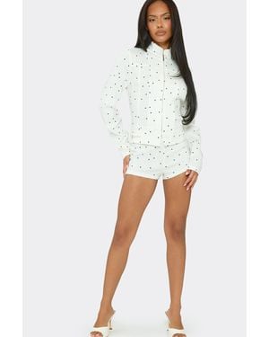 EGO Polka Dot Low Rise Mini Shorts - White