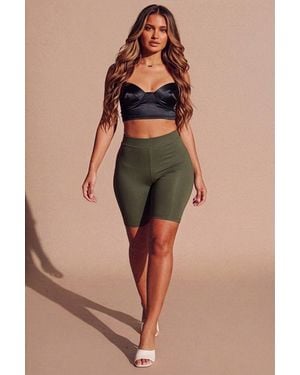 Femme Luxe With 2 Pack High Waisted Cycling Shorts - Brown