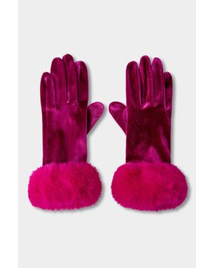 Joe Browns Velour Glove With Bow Detail - Pink