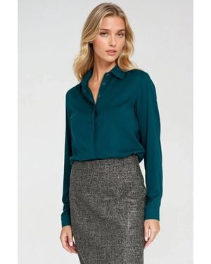KDMD Classic Long Sleeve Viscose Shirt With Collar - Green