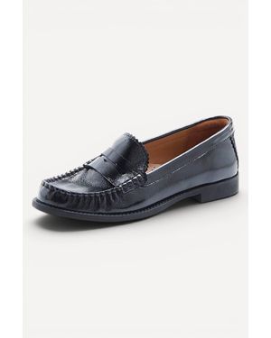 DAMART Moccasin Leather Slip-On Loafers - Blue