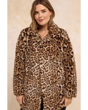 Evans Faux Fur Coat - Brown