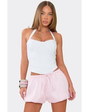 EGO Satin Low Rise Mini Shorts - White