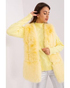 Love Lace Soft Polyester Faux Fur Vest With Pockets Style 186702 - Yellow