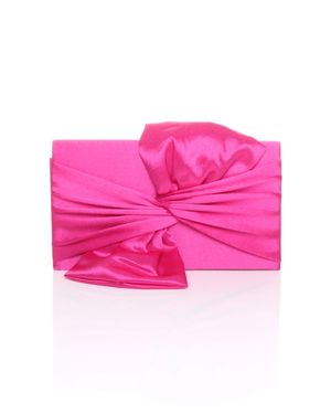 AJVANI Evening Wedding Bridal Satin Prom Party Clutch Shoulder Bag - Pink