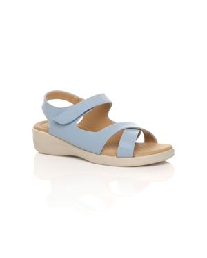 AJVANI Low Wedge Heel Strappy Comfort Touch Close Sandals - Blue