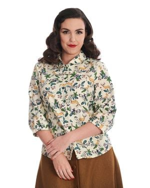 Banned Retro Woodland Deer Blouse-Offwhite