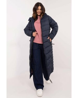 Love Lace Winter Lined Quilted Jacket With Pockets - Blue