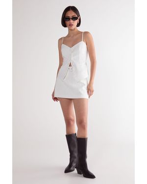 Nasty Gal Pinstripe Tailored Button Through Bustier Top - White