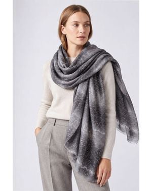 SARTA Tierney Foil Speckled Ombre Striped Lightweight Scarf - Grey