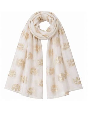 Love EMVY Lightweight Foil Elephant Print Scarf - Natural