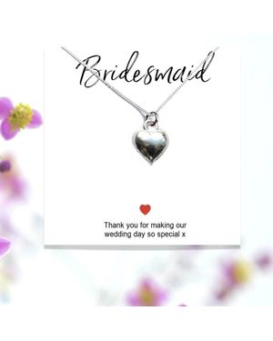 Aye Do Gifts Bridesmaids Heart Necklace & Thank You Gift Card - White