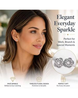 BluCore Dainty Flower Stud Earrings - Metallic